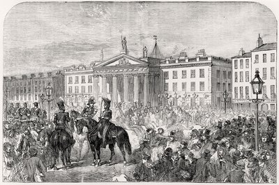 Sackville Street in Dublin während der Rebellion 1847 von English School
